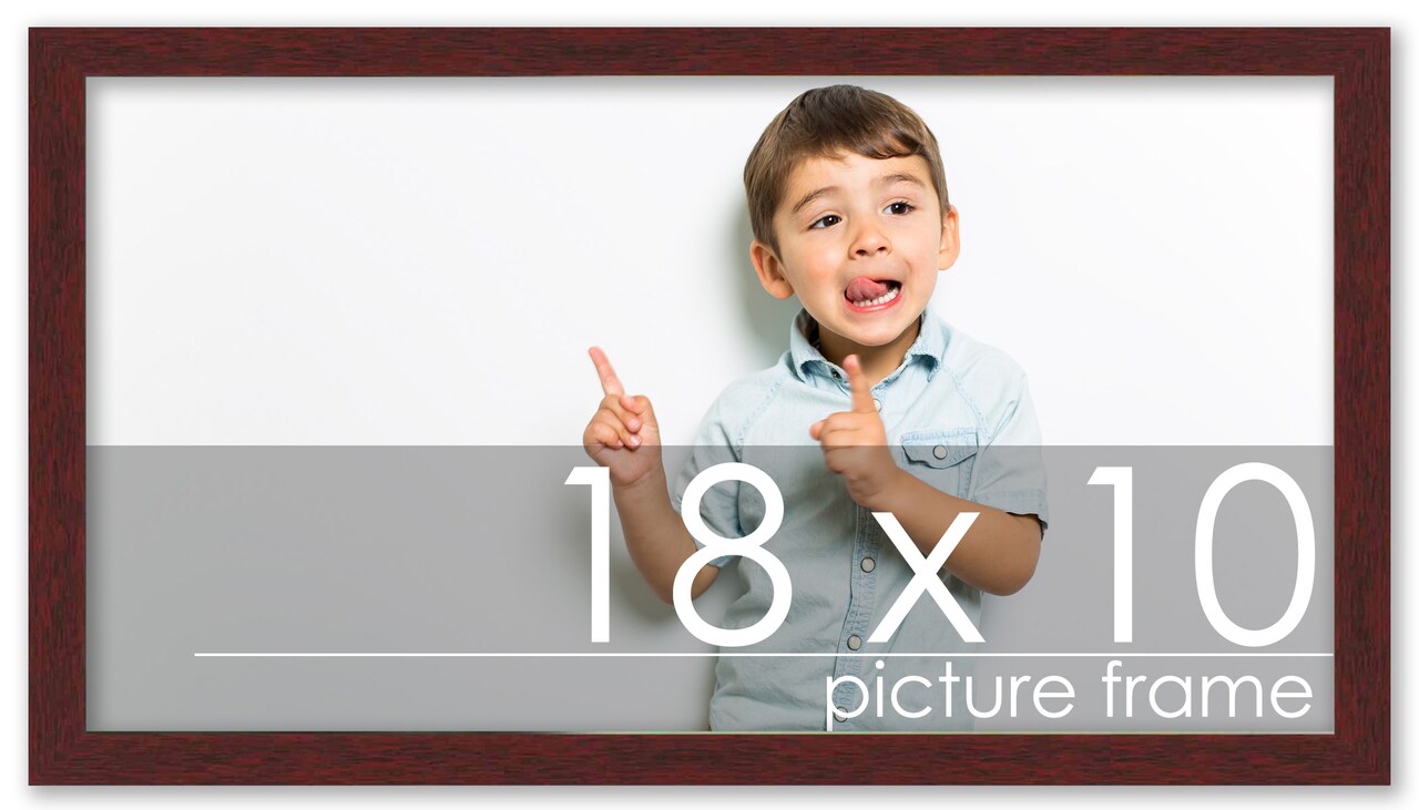 18x10 Solid Wood Picture Frame with UV-Resistant Acrylic & Acid-Free Backing, Available in 6 Finishes: Matte Black, Matte White, Metallic Bronze, Silver, Natural Wood Grain & Mahogany